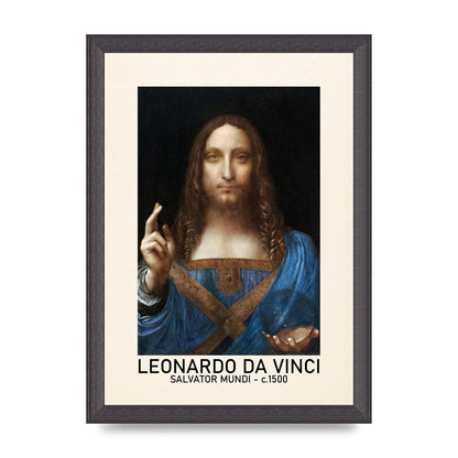 Leonardo Da Vinci Salvator Mundi 1500 Printed Poster - A4 framed