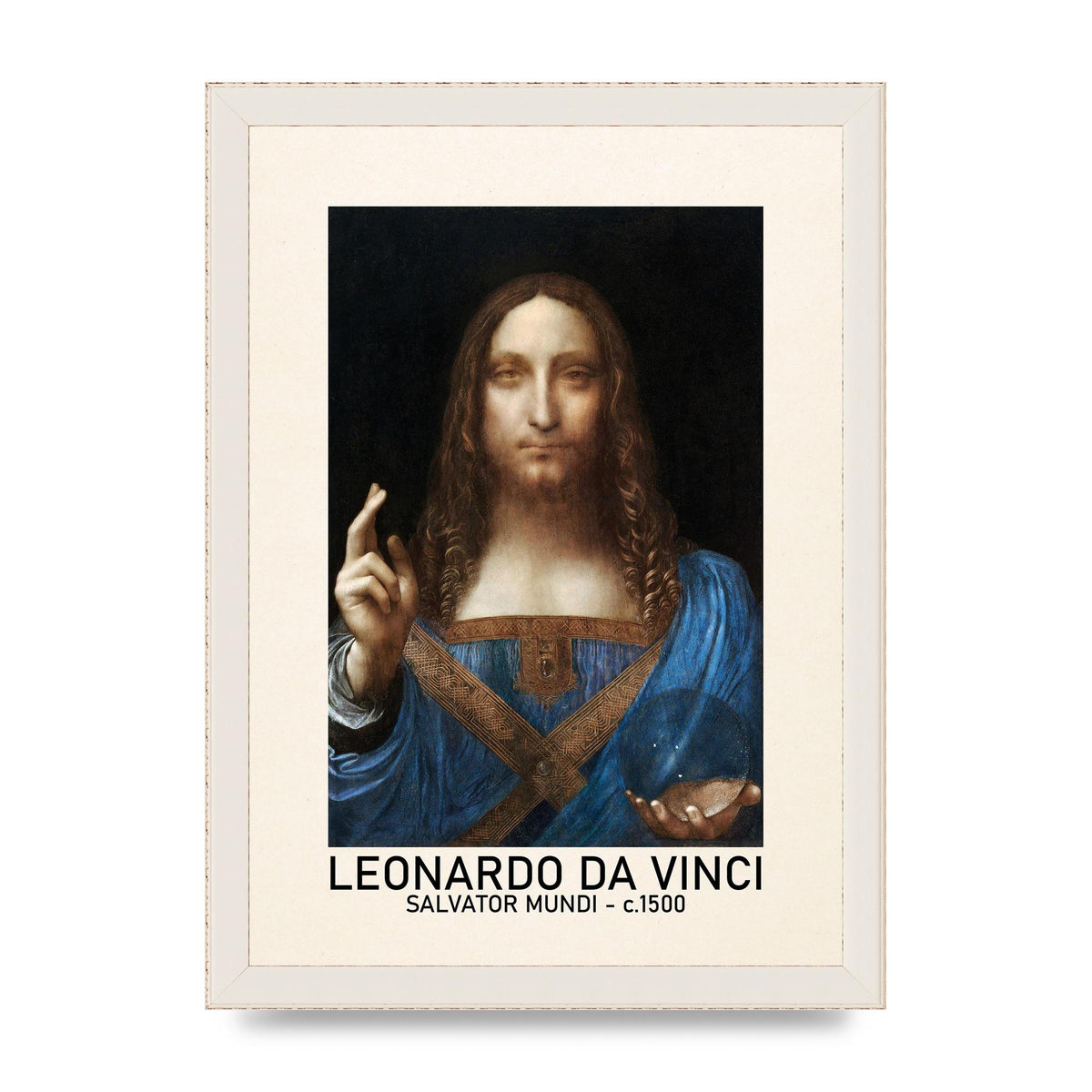 Leonardo Da Vinci Salvator Mundi 1500 Printed Poster - A4 framed