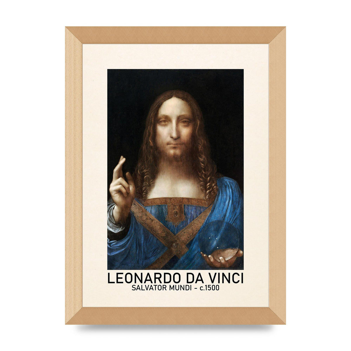 Leonardo Da Vinci Salvator Mundi 1500 Printed Poster - A4 framed