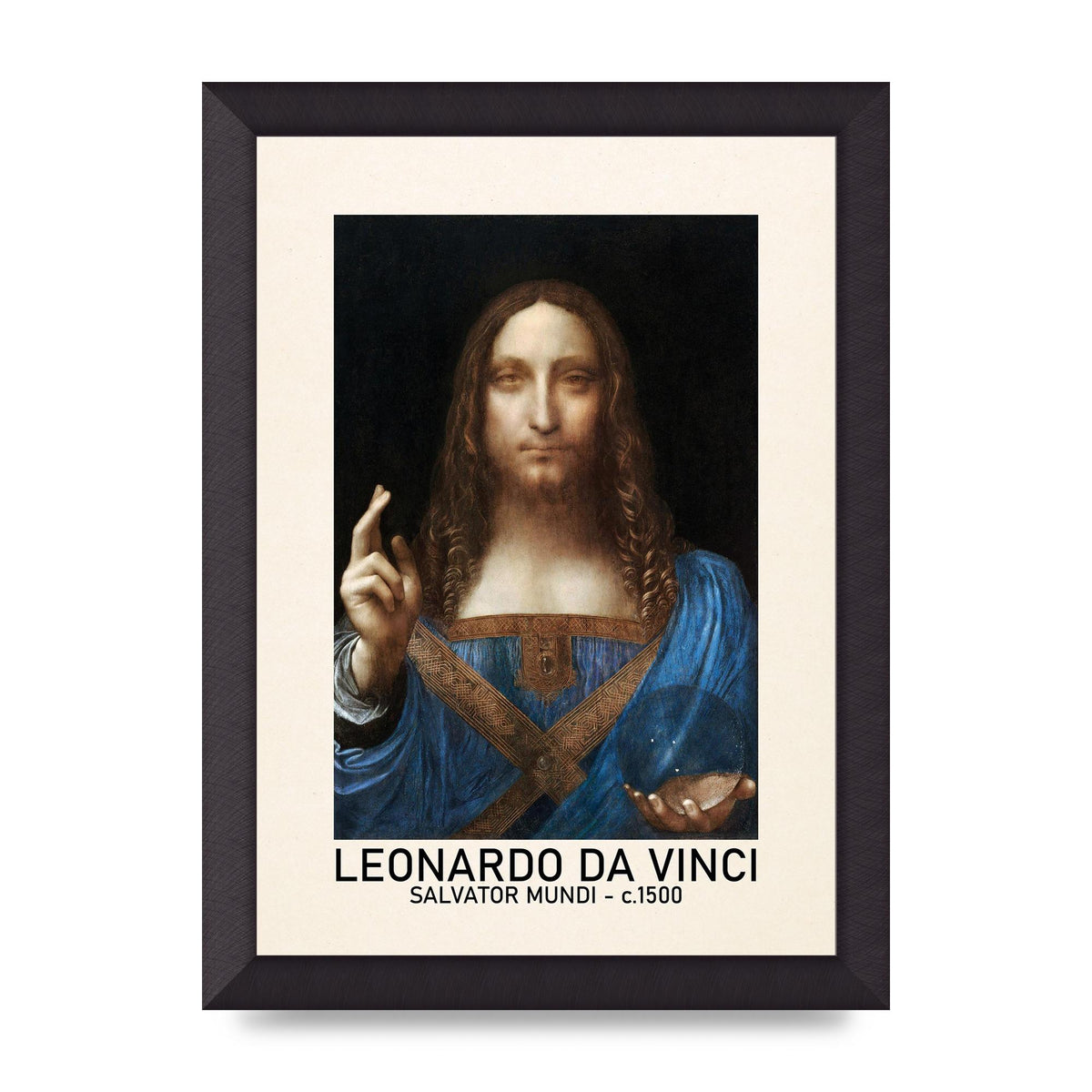 Leonardo Da Vinci Salvator Mundi 1500 Printed Poster - A4 framed