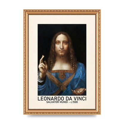 Leonardo Da Vinci Salvator Mundi 1500 Printed Poster - A4 framed