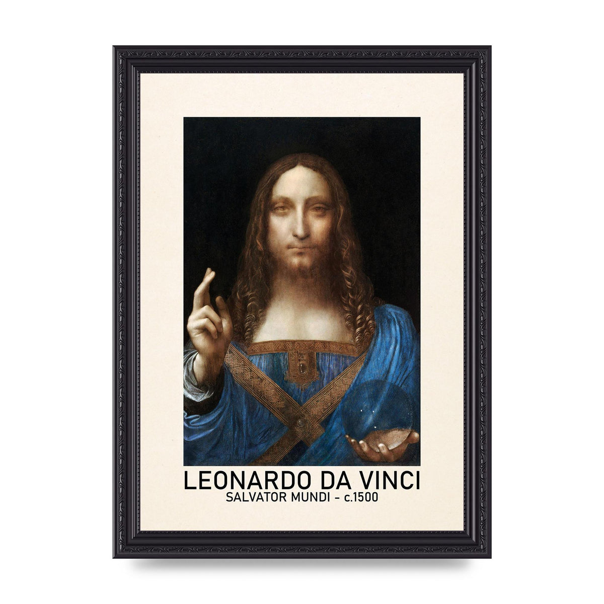 Leonardo Da Vinci Salvator Mundi 1500 Printed Poster - A4 framed