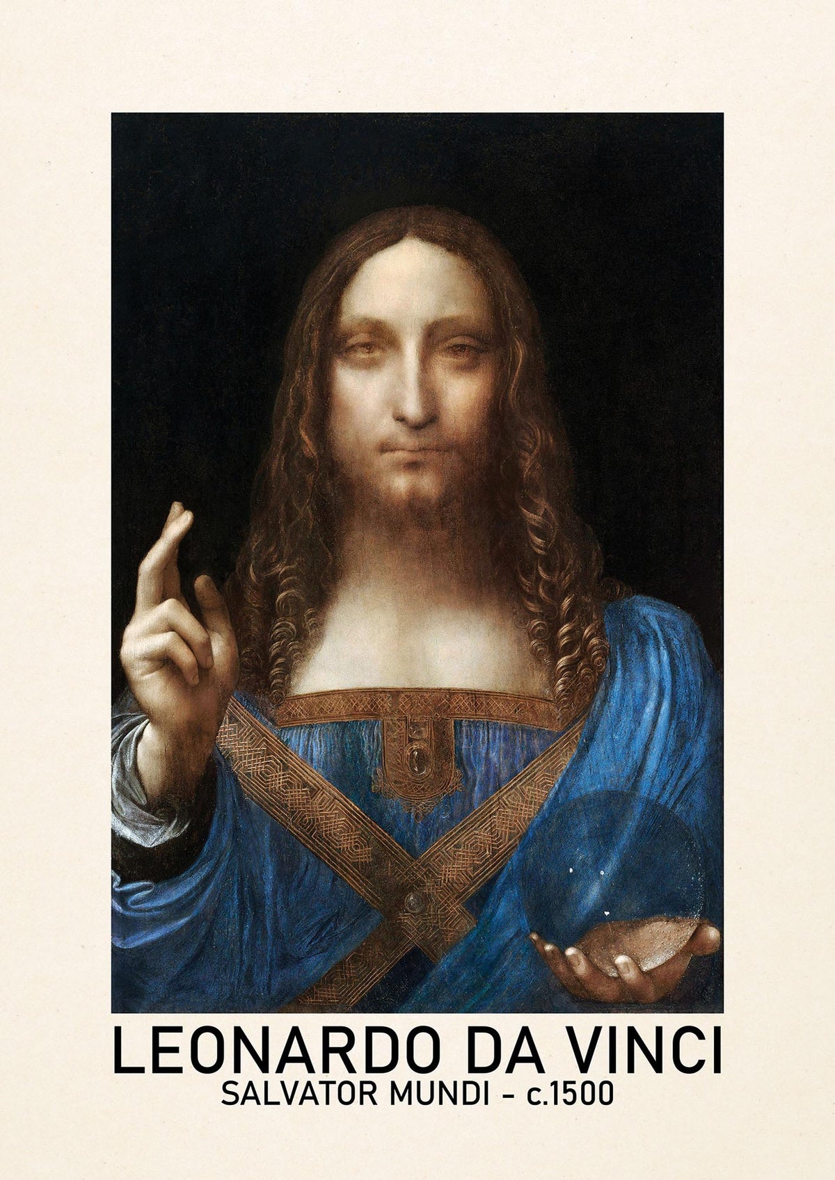 Leonardo Da Vinci Salvator Mundi 1500 Printed Poster - detail