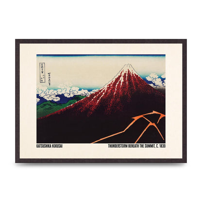 Katsushika Hokusai Thunderstorm Beneath The Summit C1830 Art For The Home - A2 framed