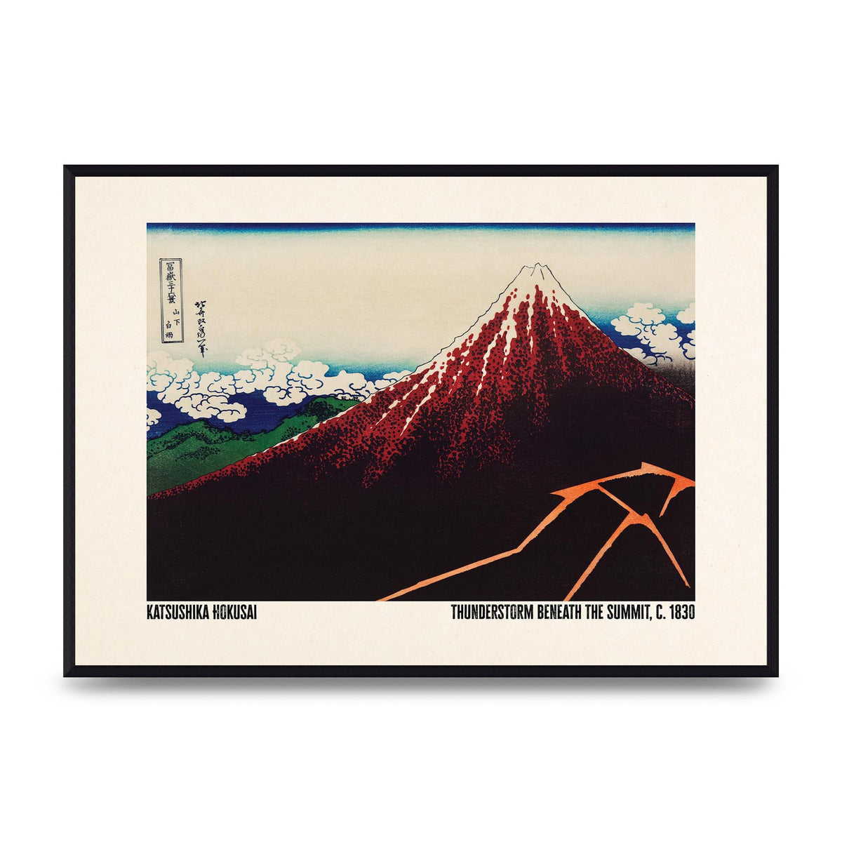 Katsushika Hokusai Thunderstorm Beneath The Summit C1830 Art For The Home - A2 framed