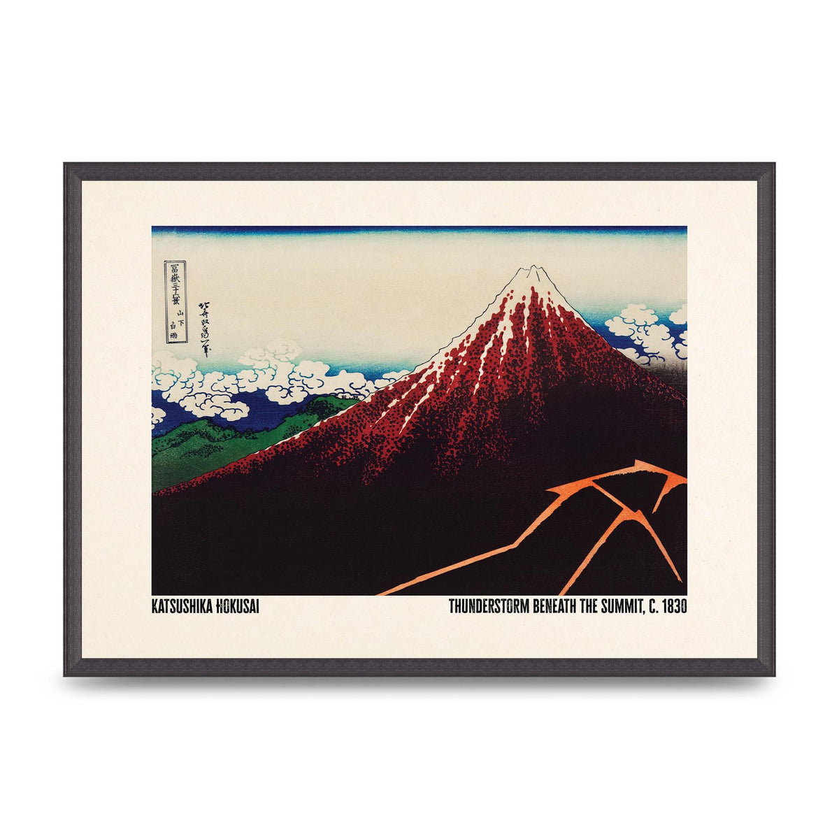 Katsushika Hokusai Thunderstorm Beneath The Summit C1830 Art For The Home - A2 framed