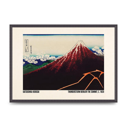 Katsushika Hokusai Thunderstorm Beneath The Summit C1830 Art For The Home - A2 framed