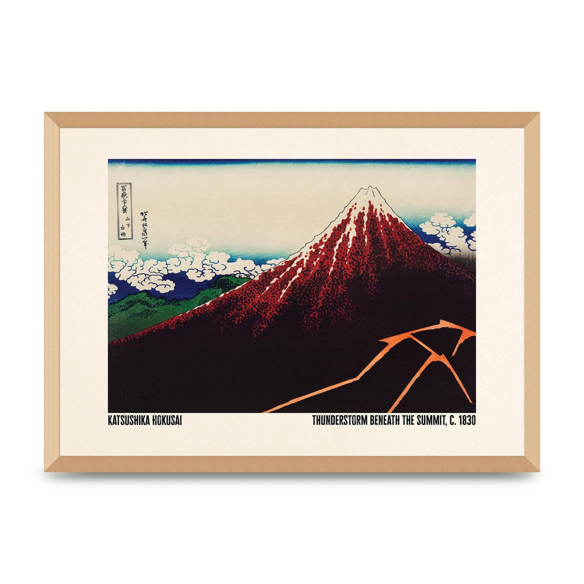 Katsushika Hokusai Thunderstorm Beneath The Summit C1830 Art For The Home - A2 framed