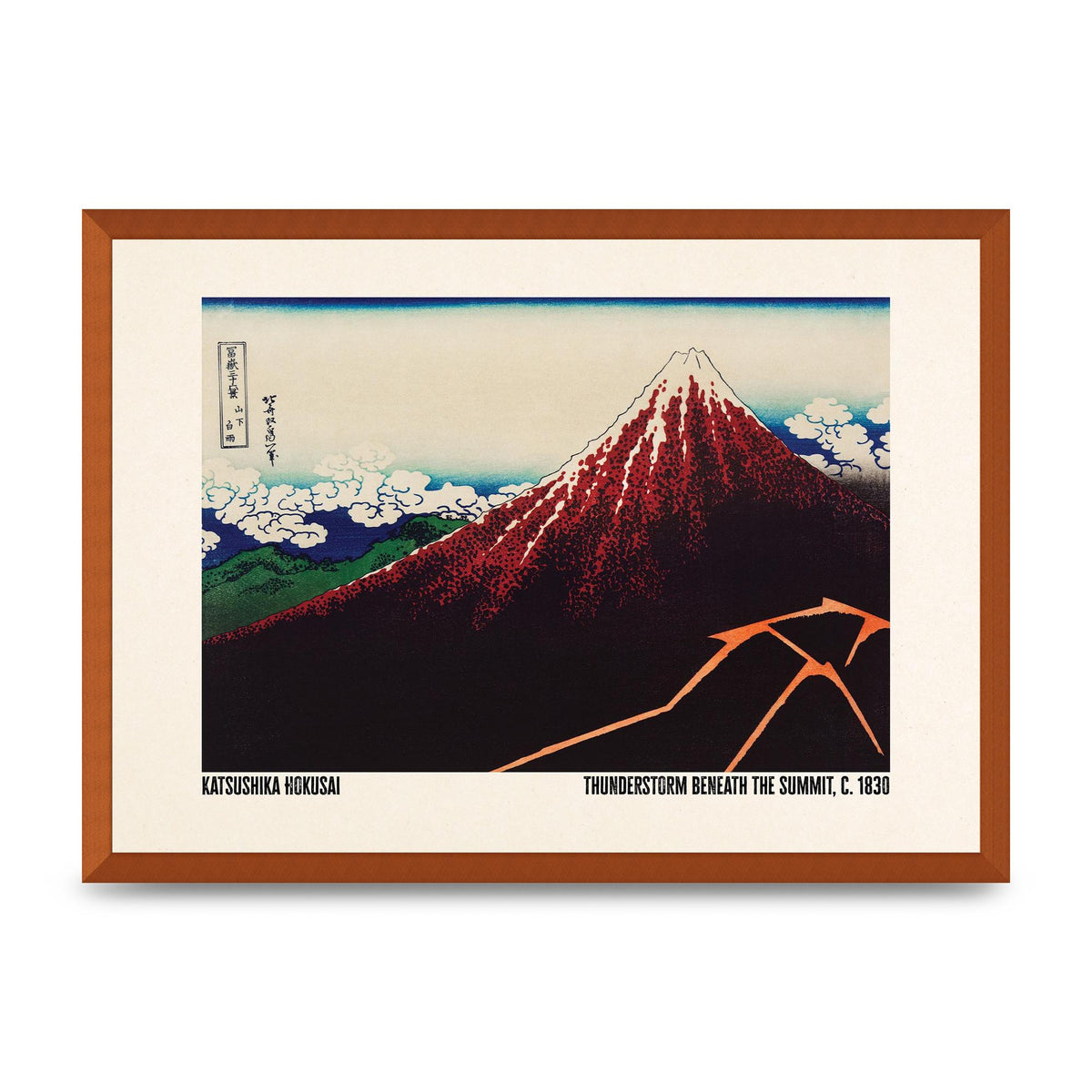 Katsushika Hokusai Thunderstorm Beneath The Summit C1830 Art For The Home - A2 framed