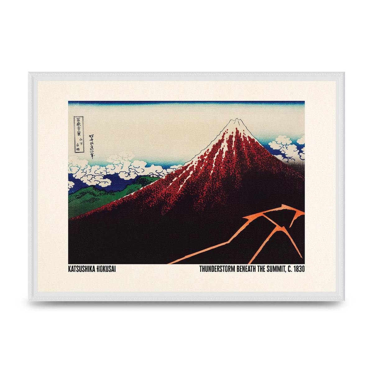Katsushika Hokusai Thunderstorm Beneath The Summit C1830 Art For The Home - A2 framed