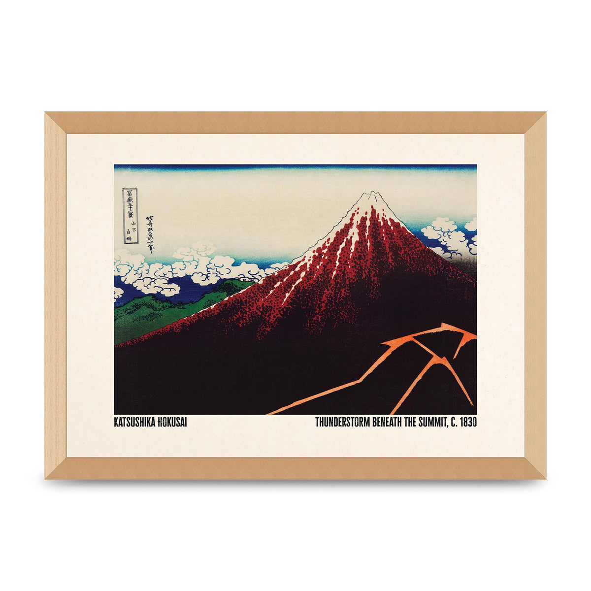 Katsushika Hokusai Thunderstorm Beneath The Summit C1830 Art For The Home - A3 framed