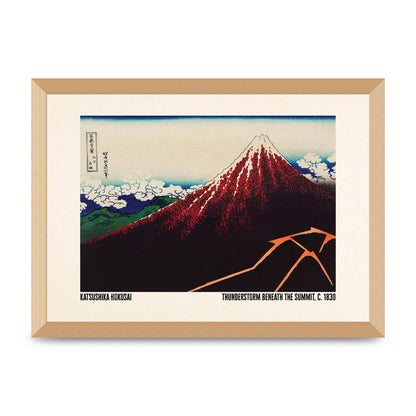 Katsushika Hokusai Thunderstorm Beneath The Summit C1830 Art For The Home - A3 framed