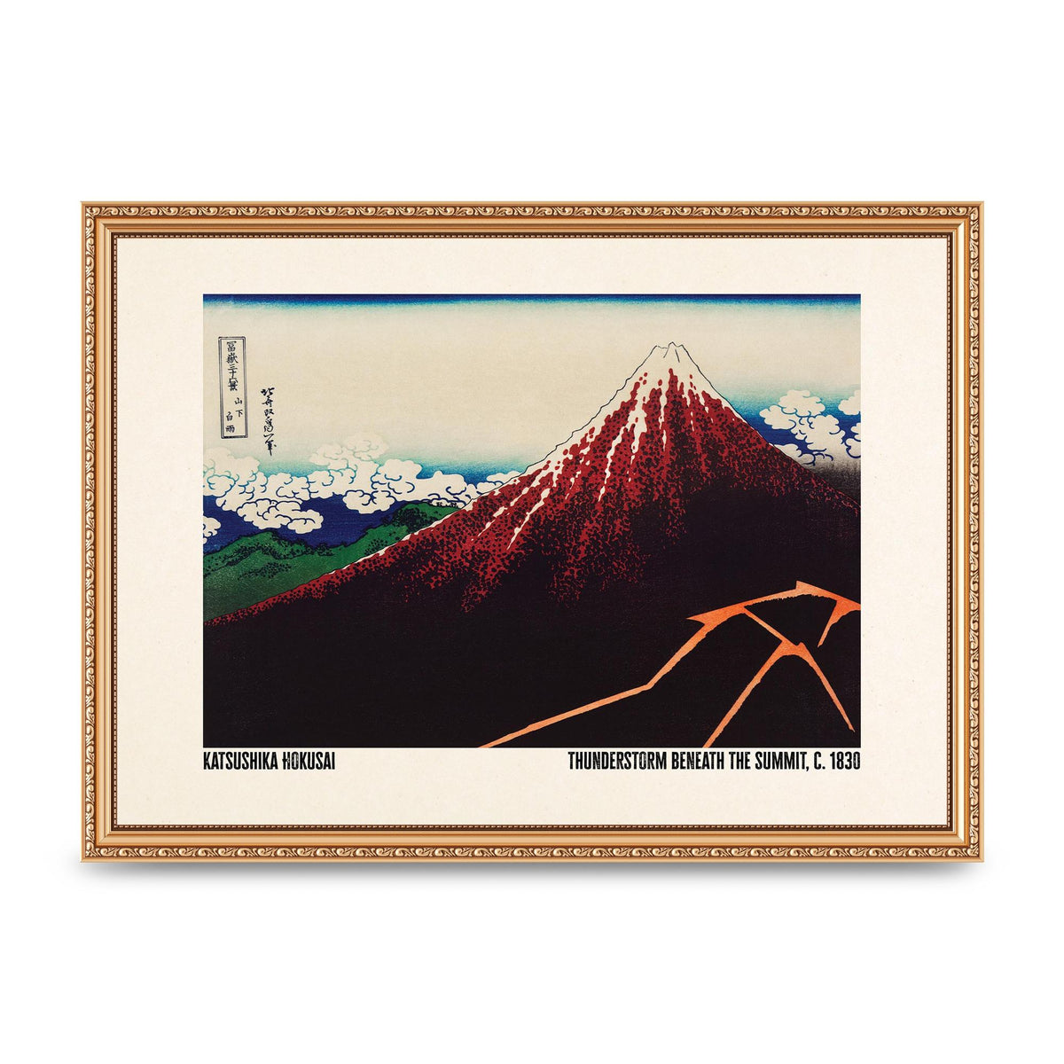 Katsushika Hokusai Thunderstorm Beneath The Summit C1830 Art For The Home - A3 framed