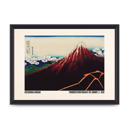 Katsushika Hokusai Thunderstorm Beneath The Summit C1830 Art For The Home - A3 framed