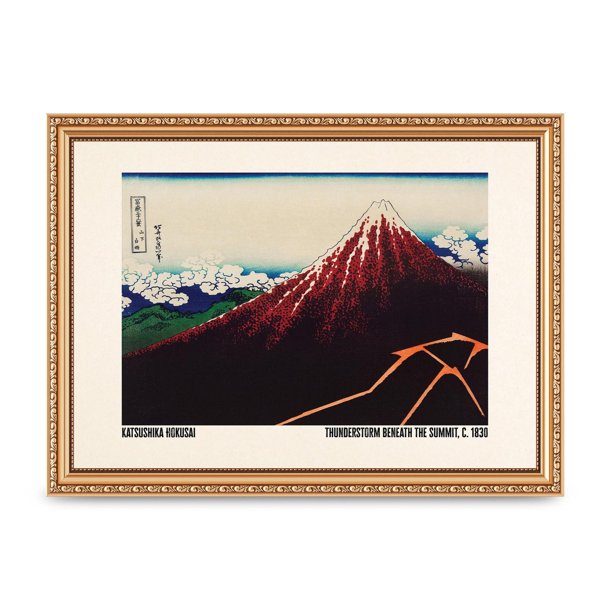 Katsushika Hokusai Thunderstorm Beneath The Summit C1830 Art For The Home - A4 framed
