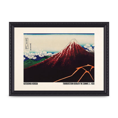 Katsushika Hokusai Thunderstorm Beneath The Summit C1830 Art For The Home - A4 framed