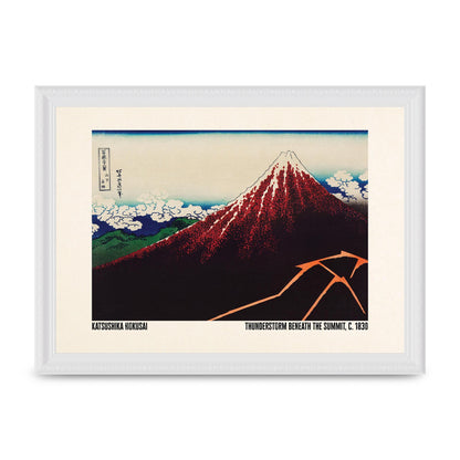 Katsushika Hokusai Thunderstorm Beneath The Summit C1830 Art For The Home - A4 framed
