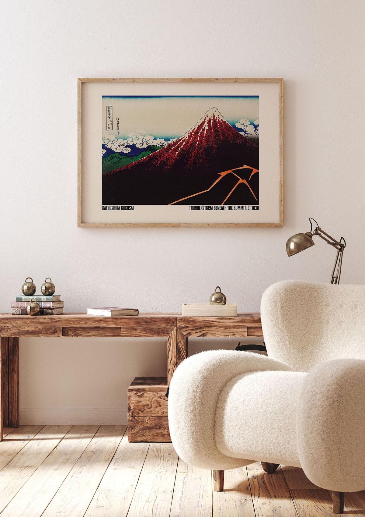 Katsushika Hokusai Thunderstorm Beneath The Summit C1830 Art For The Home - landscape living room 1