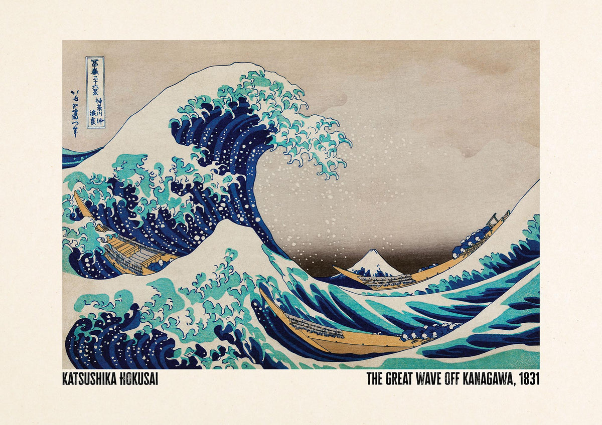Katsushika Hokusai The Great Wave Off Kanagawa 1831 Printed Poster - detail