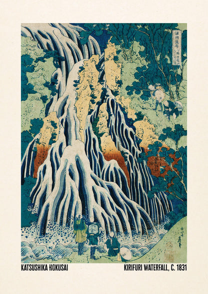 Katsushika Hokusai Kirifuri Waterfall C1831 Wall Art - detail