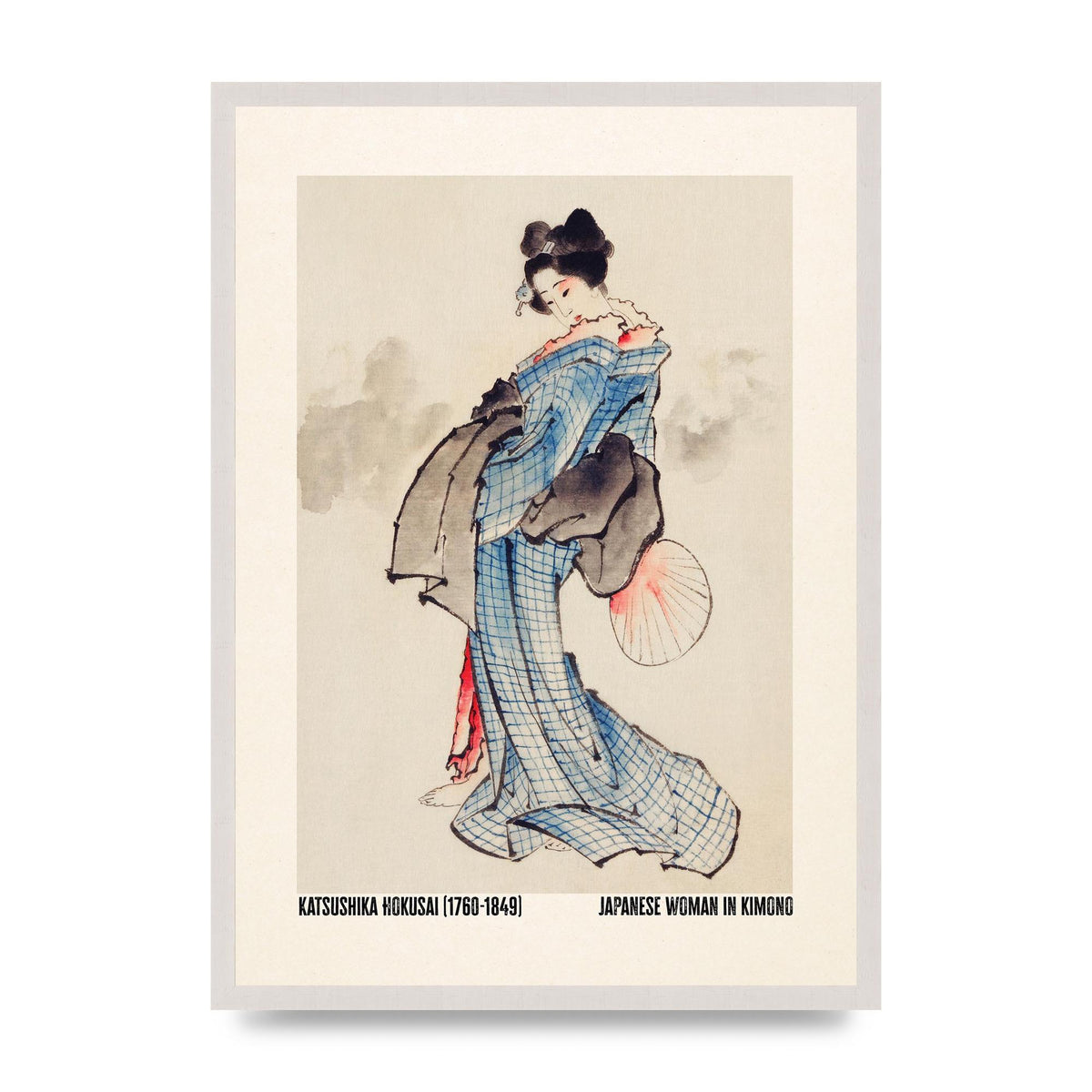 Katsushika Hokusai Japanese Woman In Kimono Art For The Home - A2 framed