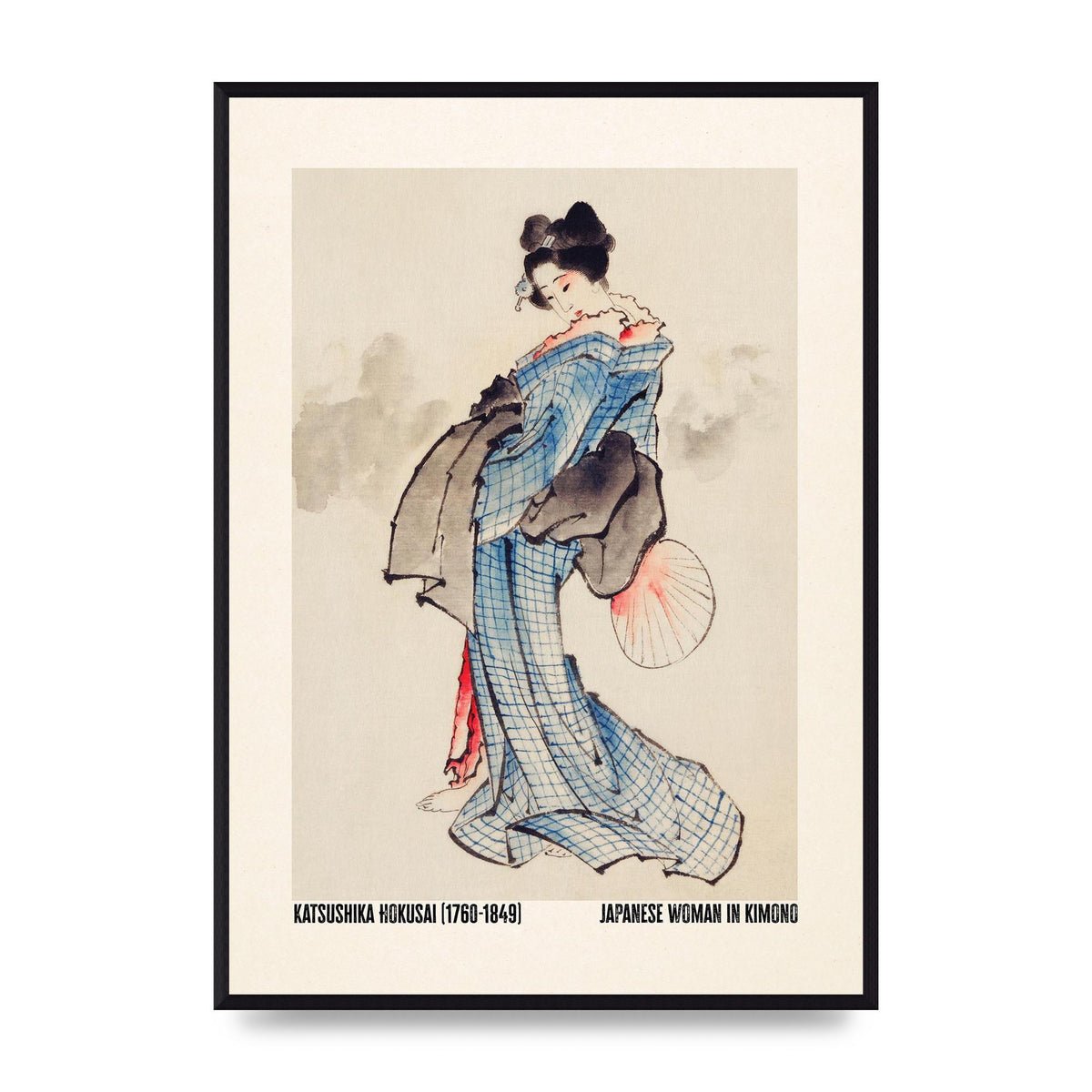 Katsushika Hokusai Japanese Woman In Kimono Art For The Home - A2 framed