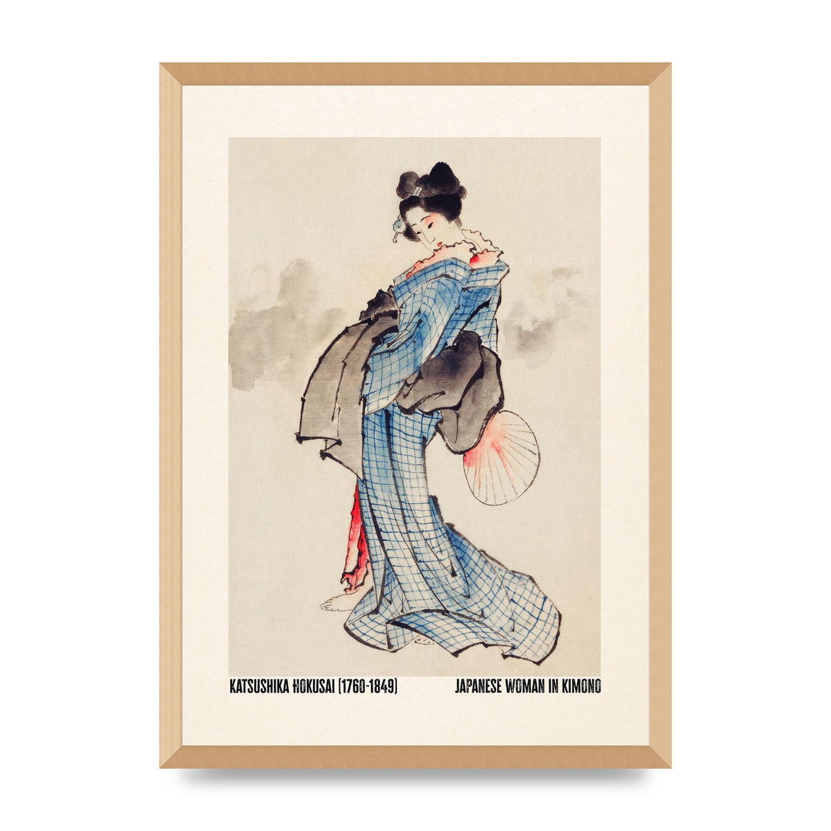 Katsushika Hokusai Japanese Woman In Kimono Art For The Home - A2 framed