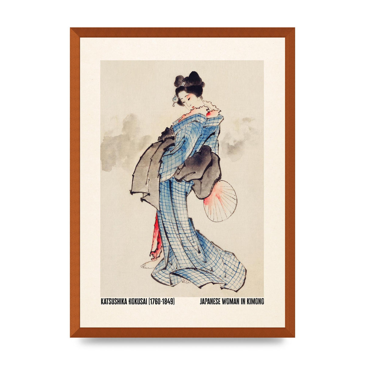 Katsushika Hokusai Japanese Woman In Kimono Art For The Home - A2 framed