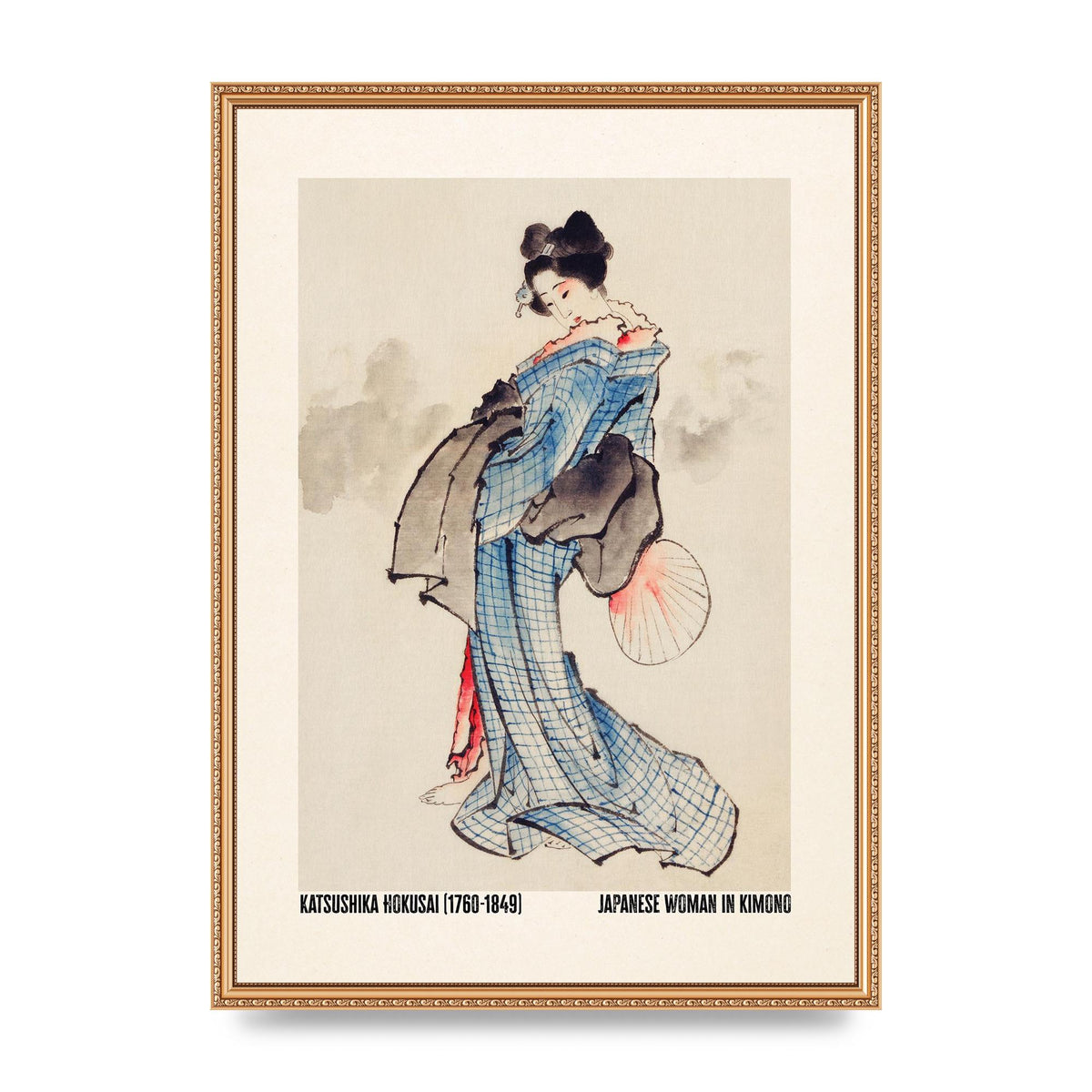 Katsushika Hokusai Japanese Woman In Kimono Art For The Home - A2 framed