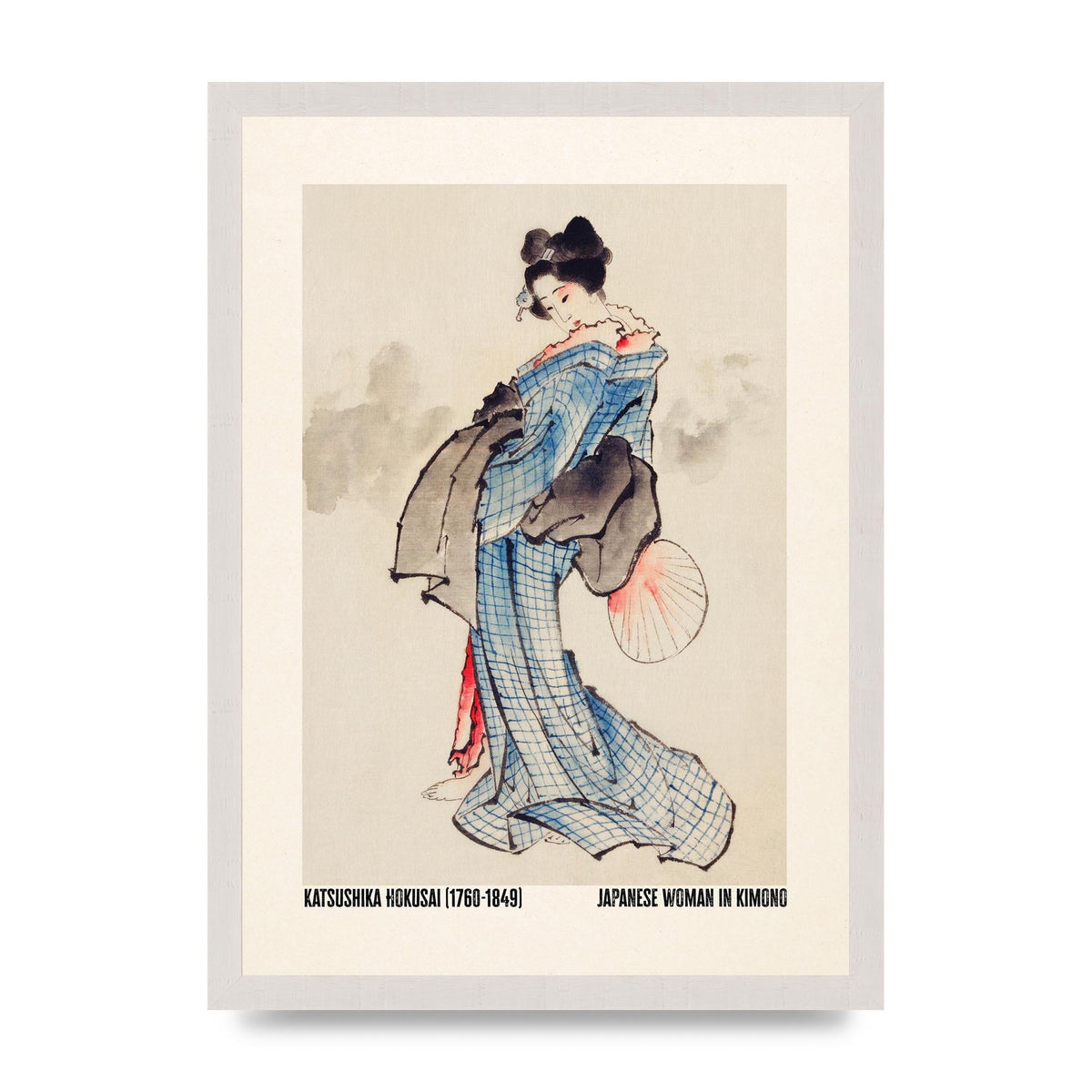 Katsushika Hokusai Japanese Woman In Kimono Art For The Home - A3 framed