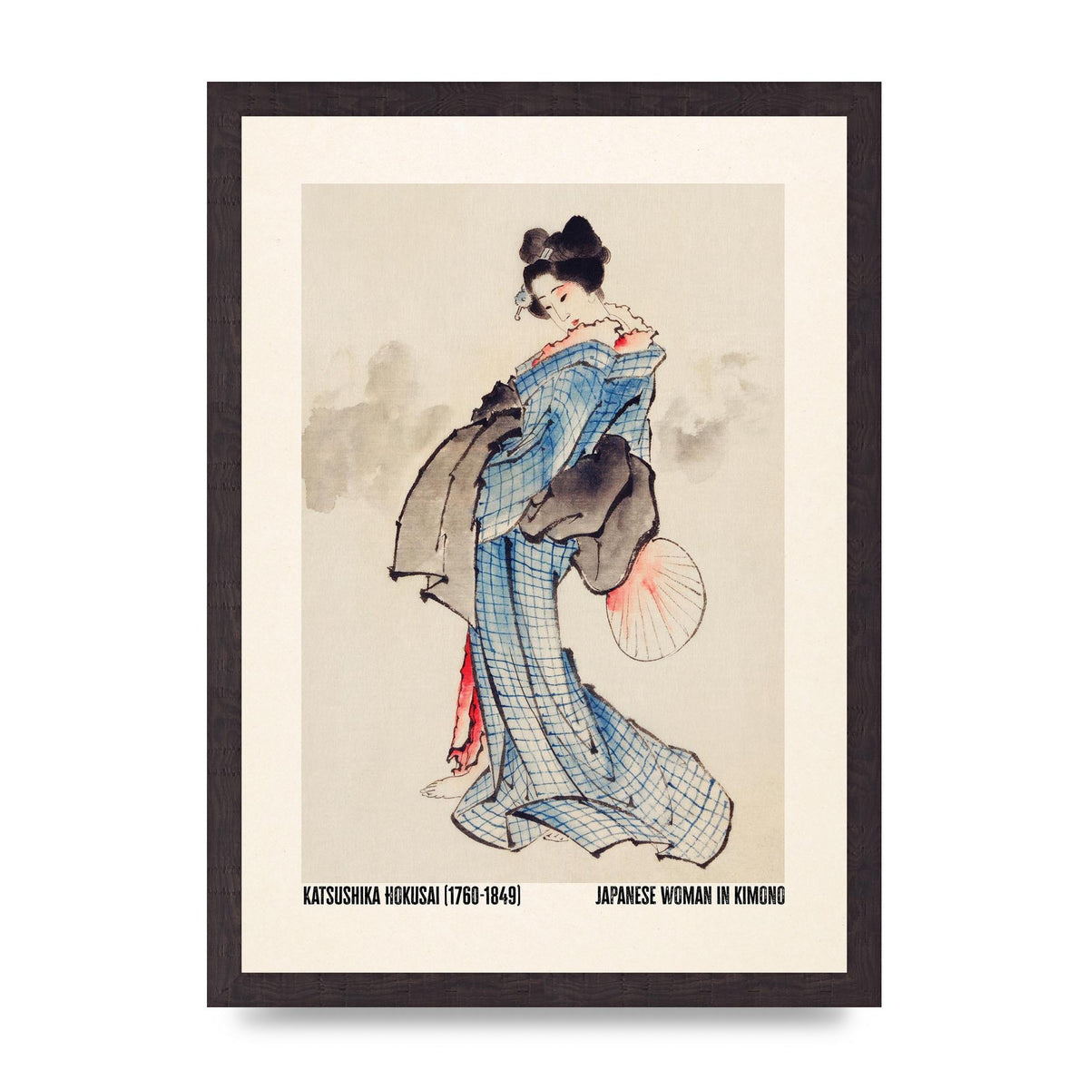 Katsushika Hokusai Japanese Woman In Kimono Art For The Home - A3 framed
