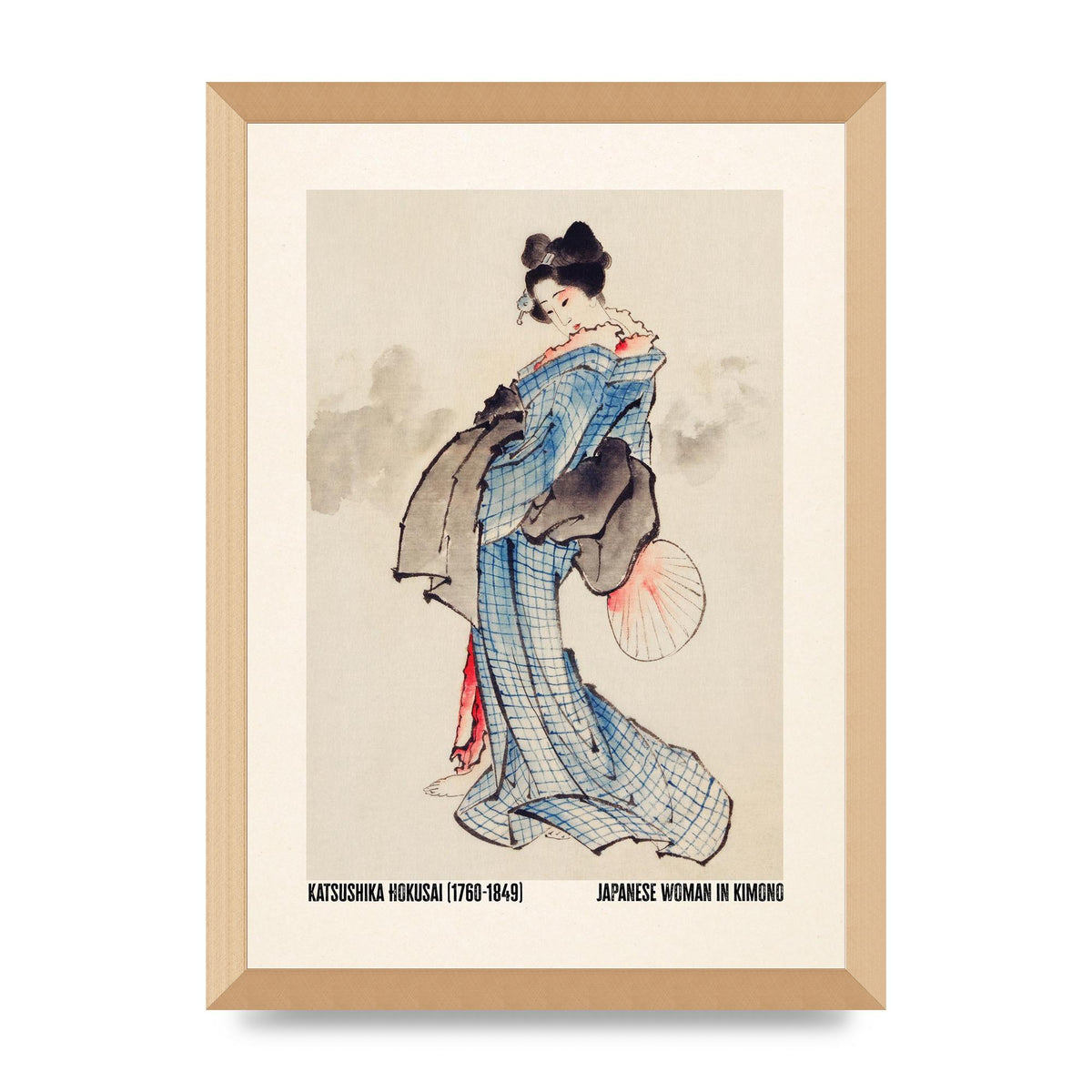 Katsushika Hokusai Japanese Woman In Kimono Art For The Home - A3 framed