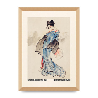 Katsushika Hokusai Japanese Woman In Kimono Art For The Home - A3 framed