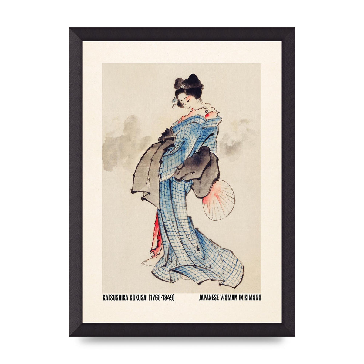 Katsushika Hokusai Japanese Woman In Kimono Art For The Home - A3 framed