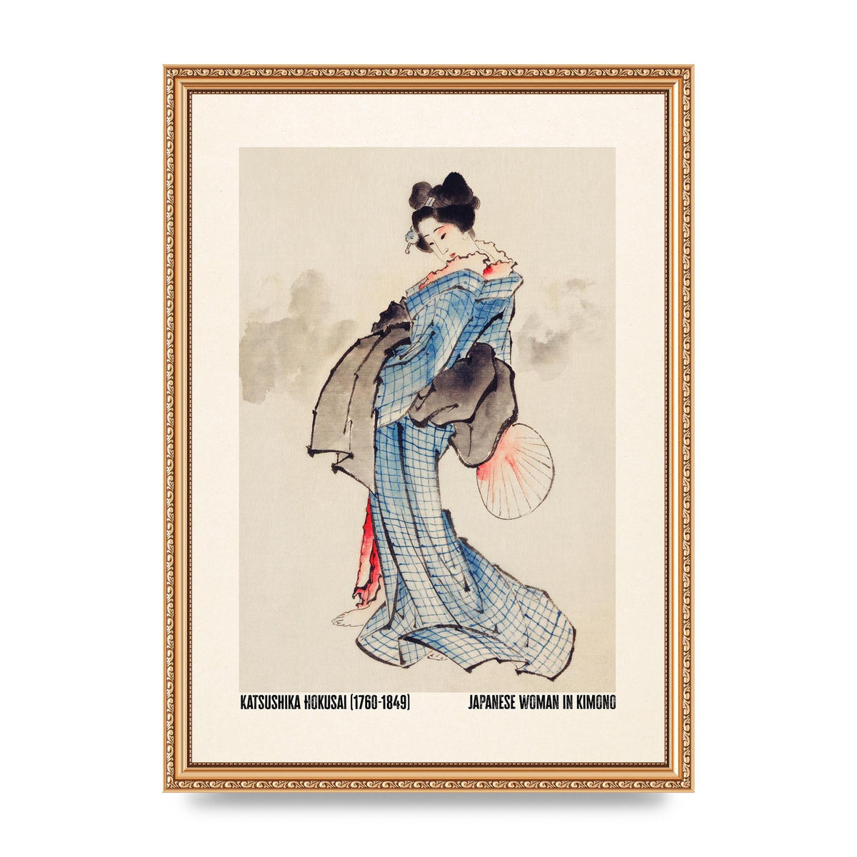 Katsushika Hokusai Japanese Woman In Kimono Art For The Home - A3 framed