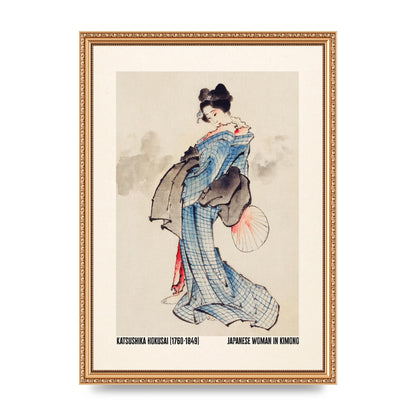 Katsushika Hokusai Japanese Woman In Kimono Art For The Home - A3 framed