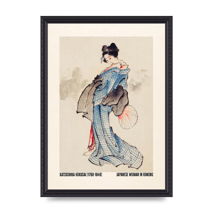 Katsushika Hokusai Japanese Woman In Kimono Art For The Home - A3 framed