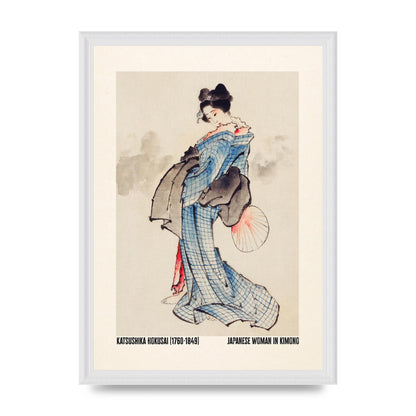 Katsushika Hokusai Japanese Woman In Kimono Art For The Home - A3 framed