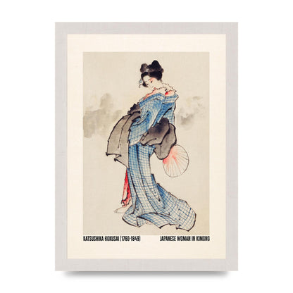 Katsushika Hokusai Japanese Woman In Kimono Art For The Home - A4 framed