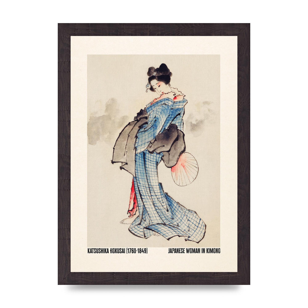 Katsushika Hokusai Japanese Woman In Kimono Art For The Home - A4 framed