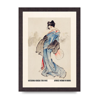 Katsushika Hokusai Japanese Woman In Kimono Art For The Home - A4 framed
