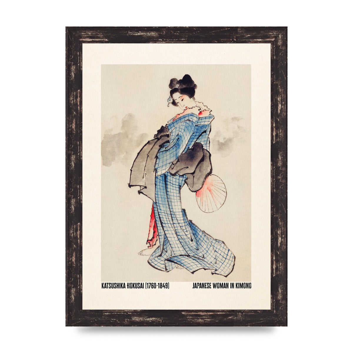 Katsushika Hokusai Japanese Woman In Kimono Art For The Home - A4 framed