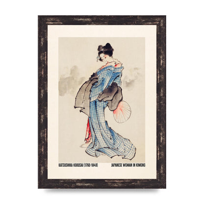 Katsushika Hokusai Japanese Woman In Kimono Art For The Home - A4 framed