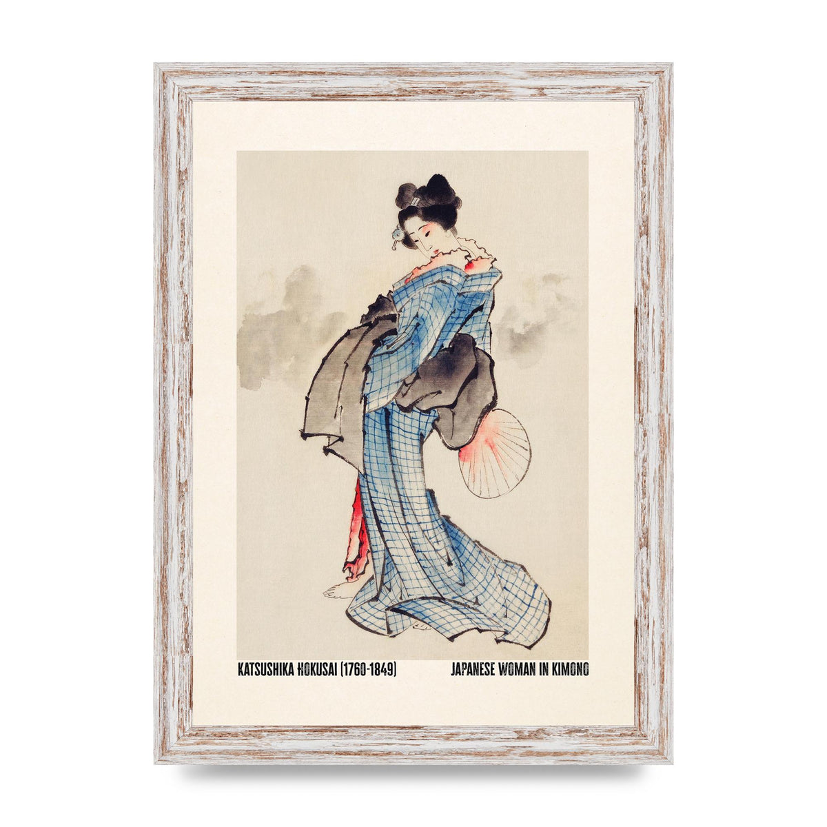 Katsushika Hokusai Japanese Woman In Kimono Art For The Home - A4 framed