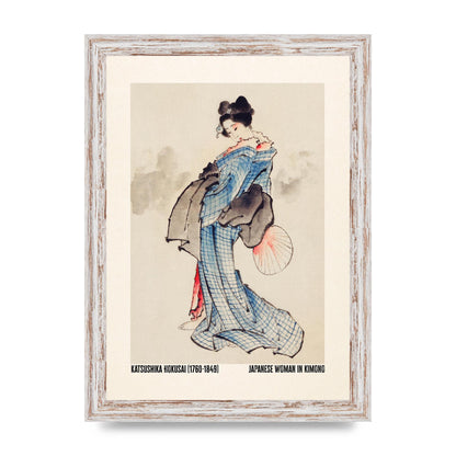 Katsushika Hokusai Japanese Woman In Kimono Art For The Home - A4 framed