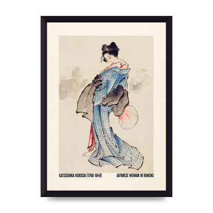 Katsushika Hokusai Japanese Woman In Kimono Art For The Home - A4 framed
