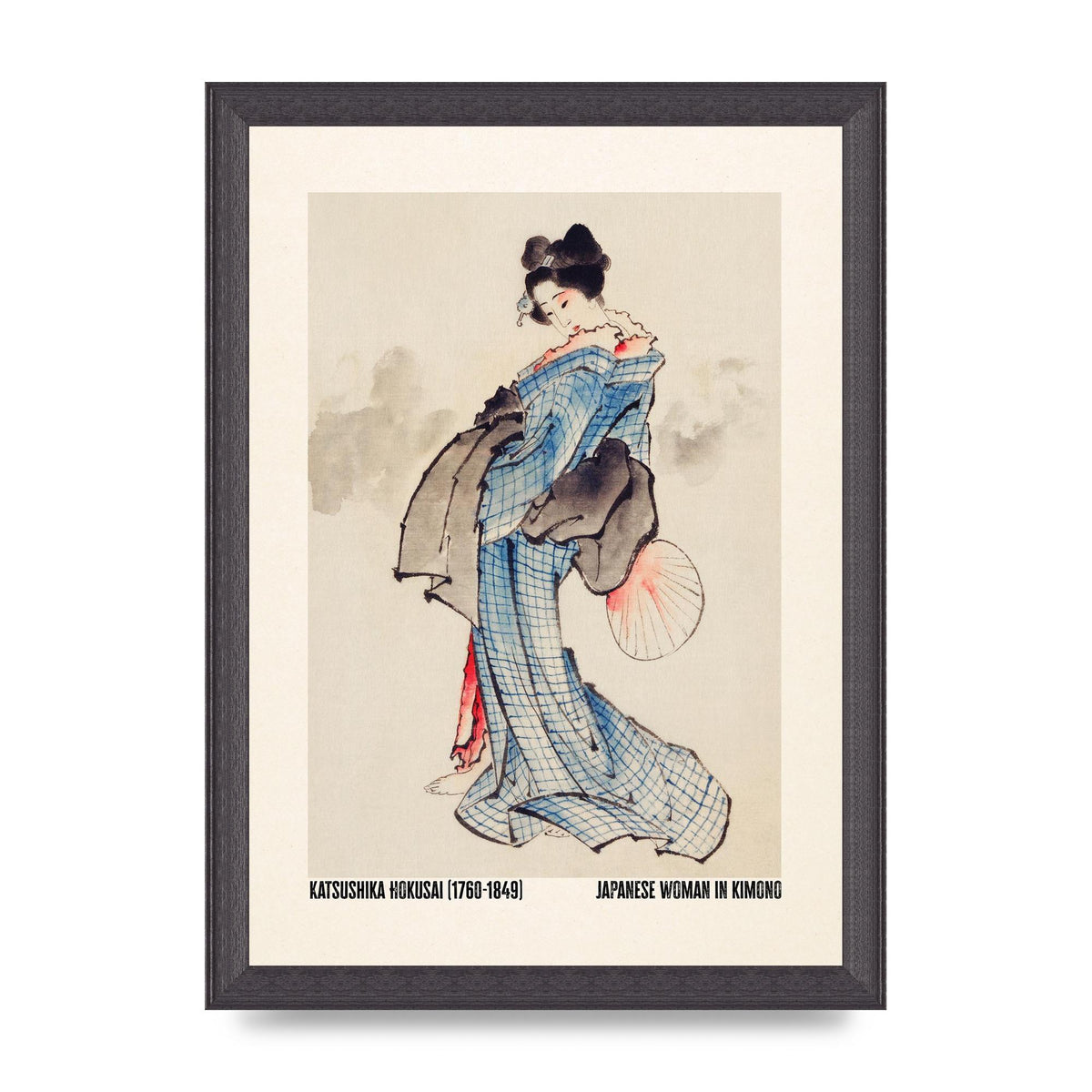 Katsushika Hokusai Japanese Woman In Kimono Art For The Home - A4 framed