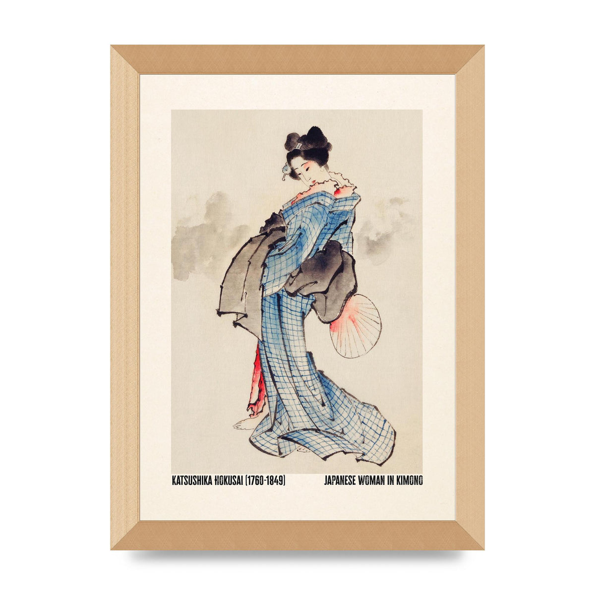 Katsushika Hokusai Japanese Woman In Kimono Art For The Home - A4 framed