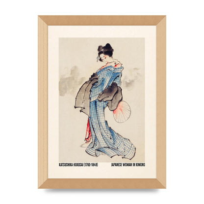 Katsushika Hokusai Japanese Woman In Kimono Art For The Home - A4 framed