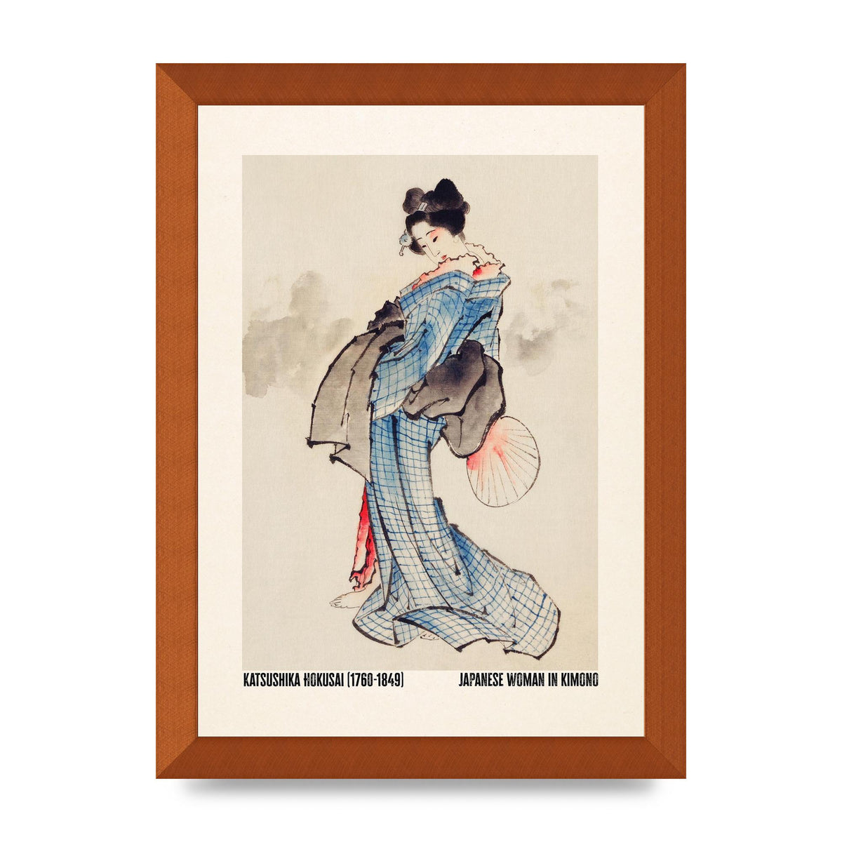 Katsushika Hokusai Japanese Woman In Kimono Art For The Home - A4 framed